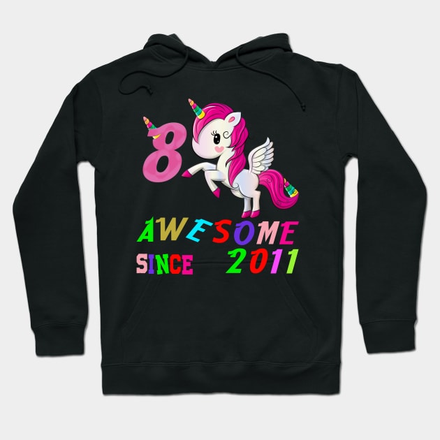 8 Years Old 8th Birthday Unicorn Dabbing Shirt Girl Party T-Shirt Hoodie by key_ro